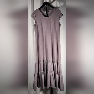 Chic Mauve Cap Sleeve Midi Dress